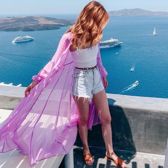 ROCKY BARNES SWISS DOT SHEER BUTTON FRONT KIMONO - Picture 4 of 5